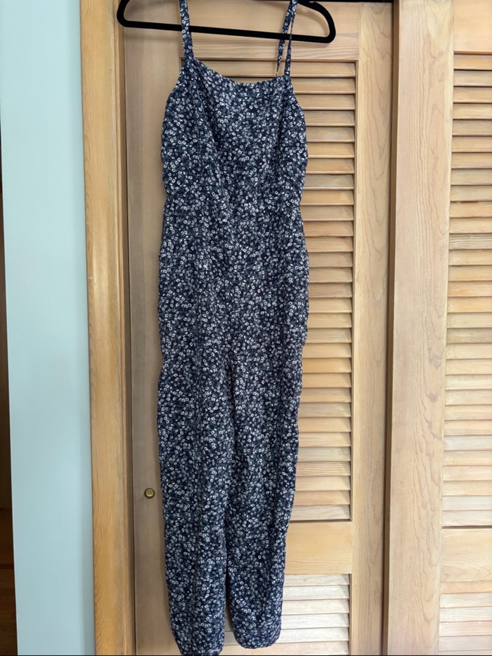 Old Navy Navy Floral Spaghetti-Strap Jumpsuit